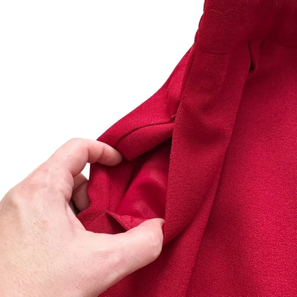 VTG Talbots 100%‎ Wool Skirt Women's Sz 6 8 10 Red Pencil straight Vintage Midi